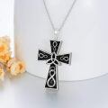 TOUPOP Sterling Silver & Stone Celtic Cross Urn Necklace For Ashes Memorial Jewelry-0-4