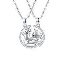 wholesale 925 Sterling Silver Yin Yang Cats Pendant Necklace Jewelry Set-09- Cat Matching