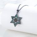 wholesale 925 Sterling Silver Black Turquoise Star of David Pendant Necklace - Jewish  for Women-0-1