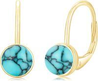 wholesale 14K Gold & Turquoise Dangling Earrings, Minimalist Elegant Gift for Women-14K