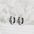 wholesale 925 Sterling Silver Black Star & Hexagram Hoop Earrings for Men - Vintage Gothic Punk Style-0-3