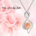 TOUPOP Sterling Silver Rose Flower Necklace Infinity Pendant Gift For Women-0-2