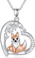 wholesale 925 Sterling Silver Fox Moon Pendant Necklace with Cubic Zirconia for Women-0-0