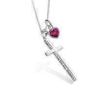wholesale 925 Sterling Silver Cross Pendant With Blue Opal And Philippians Inscription-silver-07 July