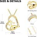wholesale 925 Sterling Silver Gold Plated Koala Heart Pendant Necklace with Cubic Zirconia and Engraved I Love You & Forever 925 Sterling Silver  for Women-0-6