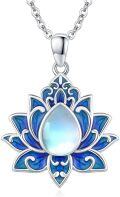 wholesale 925 Sterling Silver Blue Opalite Lotus Pendant Necklaces for Women Evil Eye Protection -0-0