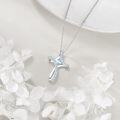 wholesale 925 Sterling Silver Aquamarine Cross Pendant Necklace for Women, March Birthstone Gift-0-4