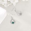 wholesale 925 Sterling Silver Emerald Green CZ Heart & Crown Drop Earrings Celtic Knot Designç±å°å°ç å®åå è³ç¯-0-3