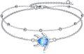 wholesale 925 Sterling Silver Blue Crystal Turtle Charm Anklet for Women's Gifts-0-0