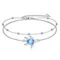 wholesale 925 Sterling Silver Blue Sea Turtle Anklet With Chain And Beads-0-0