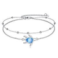 wholesale 925 Sterling Silver Blue Sea Turtle Anklet With Chain And Beads-Turtle