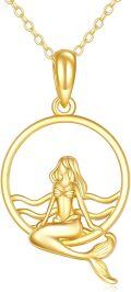 wholesale 14K Gold Ocean Stone Mermaid Pendant Necklace for Women-0-0