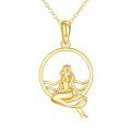 wholesale 14k Gold Mermaid Pendant With White Pearl Necklace-0-0
