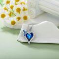 wholesale 925 Sterling Silver Blue Crystal Butterfly Pendant Necklace 26mm 18+2 Chain-0-1