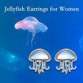 wholesale 925 Sterling Silver Jellyfish Stud Earrings with Mother of Pearl and Cubic Zirconia for Women-0-2