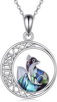 wholesale 925 Sterling Silver Abalone Shell Celtic Knot Moon Pendant Necklace for Women Girls-Moon Fox