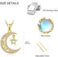 wholesale 925 Sterling Silver Crescent Moon & Opal Star Pendant Necklace for Women-0-5