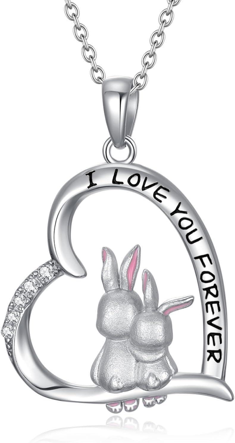 wholesale 925 Sterling Silver Rabbit Heart Love Forever Pendant Necklace for Women-0-0