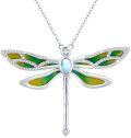 wholesale 925 Sterling Silver Rainbow Moonstone Dragonfly Pendant Necklace Gemstone s for Her-0-0