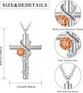 wholesale 925 Sterling Silver Cross with Rose and Butterfly Charm Cremation Urn Necklace for Ashes Keepsake Pendant-0-1