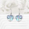 wholesale 925 Sterling Silver Heart-Shaped Butterfly CZ Drop Earrings with Multi-Color Enamel Accents-0-2