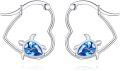 wholesale 925 Sterling Silver Turtle Blue Crystal Heart Hoops  for Her-0-0