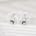 wholesale 925 Sterling Silver Heart with Dog Paw Print Drop Earrings Gift for Women-0-2