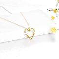 wholesale 14K Gold Open Heart Pendant Necklace with Small Charm - Elegant Fine  for Women-0-1