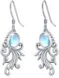 wholesale 925 Sterling Silver Moonstone Celtic Knot Snake Square Violin Drop Dangle Earrings-0-0