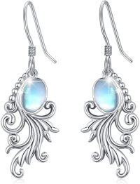 wholesale 925 Sterling Silver Moonstone Celtic Knot Snake Square Violin Drop Dangle Earrings-Phoenix Earrings