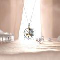 wholesale 925 Sterling Silver Anchor & Compass Pendant Necklace with Yellow Gold Plating and Cubic Zirconia Accent for Women/Men-0-2