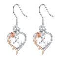 TOUPOP Sterling Silver Rose Heart Butterfly Initial K Letter Drop Dangle Earrings-0-0