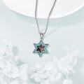 wholesale 925 Sterling Silver and Turquoise Star of David Pendant Necklace - Jewish -0-2