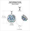 wholesale 925 Sterling Silver Abalone Shell Serenity Courage Wisdom Recovery Symbol Pendant Necklace-0-3