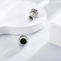 wholesale 925 Sterling Silver 925 Round Black Onyx & CZ Circle Stud Earrings w/Norse Symbol & Yin Yang Design-0-3