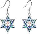 wholesale Sterling Silver Star of David Chai Earrings Jewish Jewelry for Women - Rhodium Plated-0-0