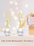 wholesale 14K Gold Moissanite Pearl Drop Earrings, 8mm Real Pearl, Heart Design, Lightweight Elegant Gift for Women-0-1