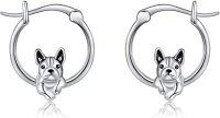 wholesale 925 Sterling Silver French Bulldog Puppy Animal Charm Hoop Earrings for Women Girls-French Bulldog