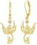 wholesale 925 Sterling Silver Rose Gold Plated Phoenix Drop Earrings with Cubic Zirconia - Nirvana Rebirth  for Her-0-0