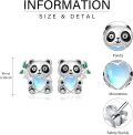 wholesale 925 Sterling Silver Panda Heart Moonstone Stud Earrings for Women Gift-0-5