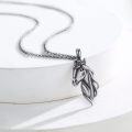 wholesale 925 Sterling Silver Black Plated Horse Head with Clear CZ Stone Pendant Necklace for Women and Girls-0-1