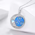 TOUPOP Sterling Silver Blue Opal Celtic Moon Triskele Pendant Necklace-0-2