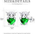 wholesale 925 Sterling Silver Birthstone Highland Cow Stud Earrings Cute Animal Jewelry Gift for Women Girls-0-5