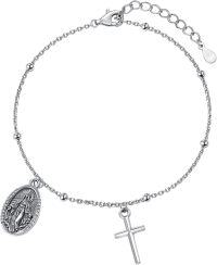 wholesale 925 Sterling Silver Virgin Mary Medal & Cross Charm Bracelet for Women Girls Catholic Religious -Virgin Mary