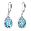 wholesale 925 Sterling Silver Larimar Tree of Life Dangle Earrings Birthstone s for Women Girls-0-35