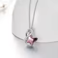 wholesale 925 Sterling Silver Rainbow Austrian Crystal Butterfly Pendant Necklace for Women Gifts-0-4