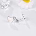 wholesale 925 Sterling Silver Heart Shape Mother of Pearl Stud Earrings for Women Girls Gifts Jewelry Accessories Hypoallergenic Safe 6MM Size-0-2