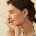 wholesale 925 Sterling Silver Oval Genuine Green Turquoise Leverback Drop Earrings-0-1