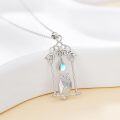 wholesale 925 Sterling Silver Owl with Teardrop Moonstone and Cubic Zirconia Pendant Necklace for Women-0-2