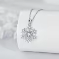 wholesale 925 Sterling Silver Snowflake Pendant Necklace Wholesale with Cubic Zirconia Stones - Elegant Winter  for Her-0-2